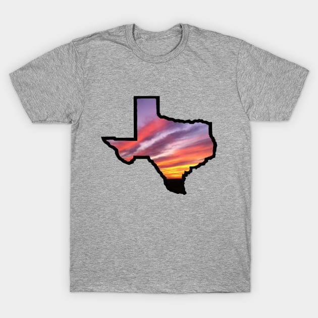 Texas Lone Star State with Sunset Background T-Shirt by oggi0